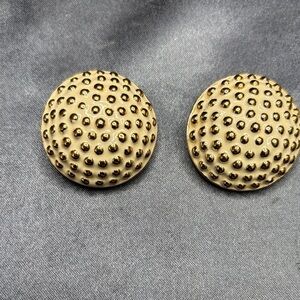 Elegant Gold and Cream Stud Earrings